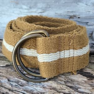 Adjustable Dark Khaki Belt with Cream